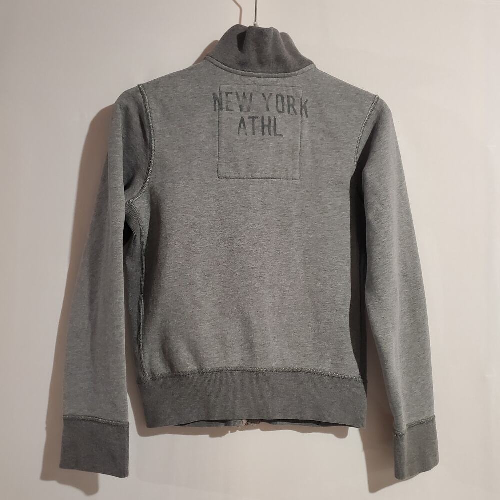 Vtg 90s Y2K Abercrombie New York Athl Puff Logo Muscle Zip Sweatshirt Kid Size M - Picture 5 of 12